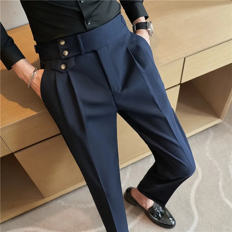 Men's Slim-Fit Dress Trousers – Formal Business Pants