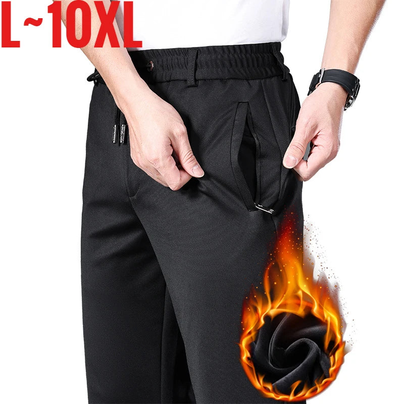 Men's Fleece-Lined Winter Pants – Plus Size to 10XL