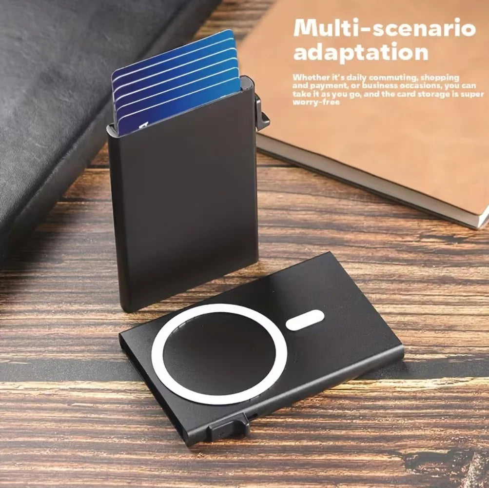 RFID card holder with magnetic cash pocket