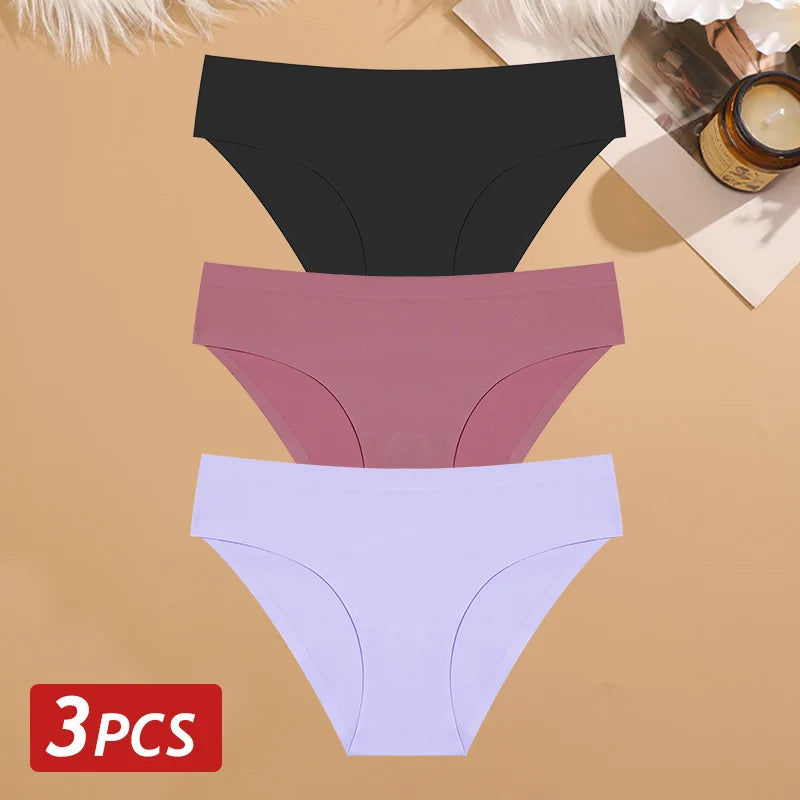Women's Seamless Ice-Silk Briefs – 3-Pack Low-Rise