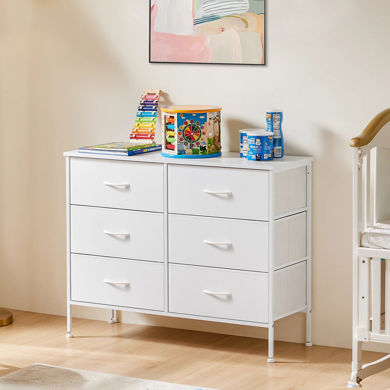6-Drawer Fabric Nightstand – Bedside Storage