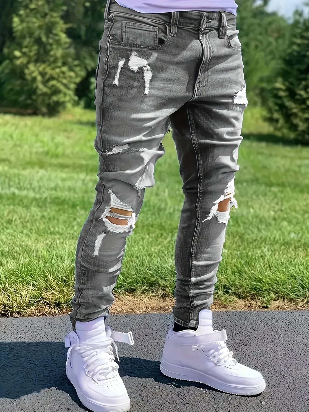 Slim-Fit Ripped Jeans