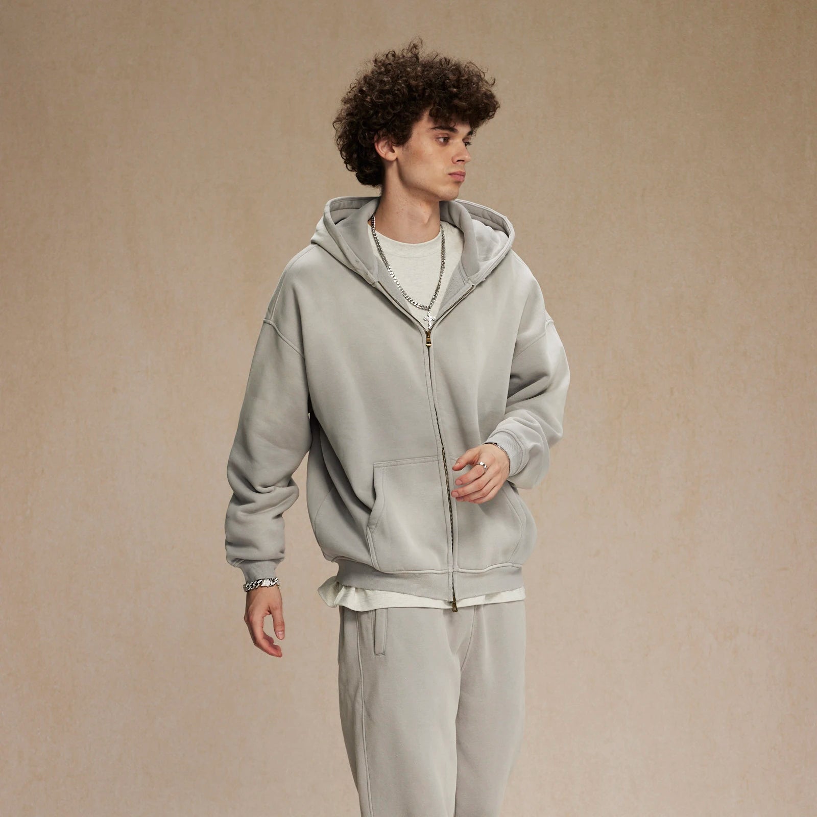 Men's Acid-Wash Zip Hoodie – Gradient Washed Oversized Streetwear