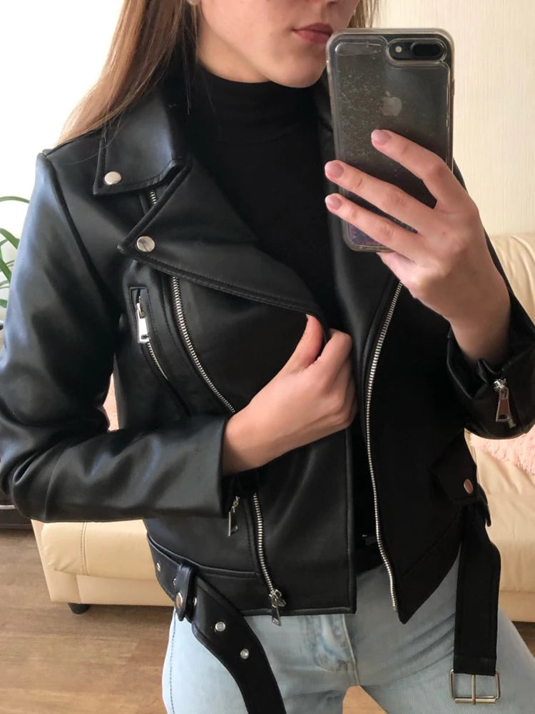Faux-Leather Moto Jacket
