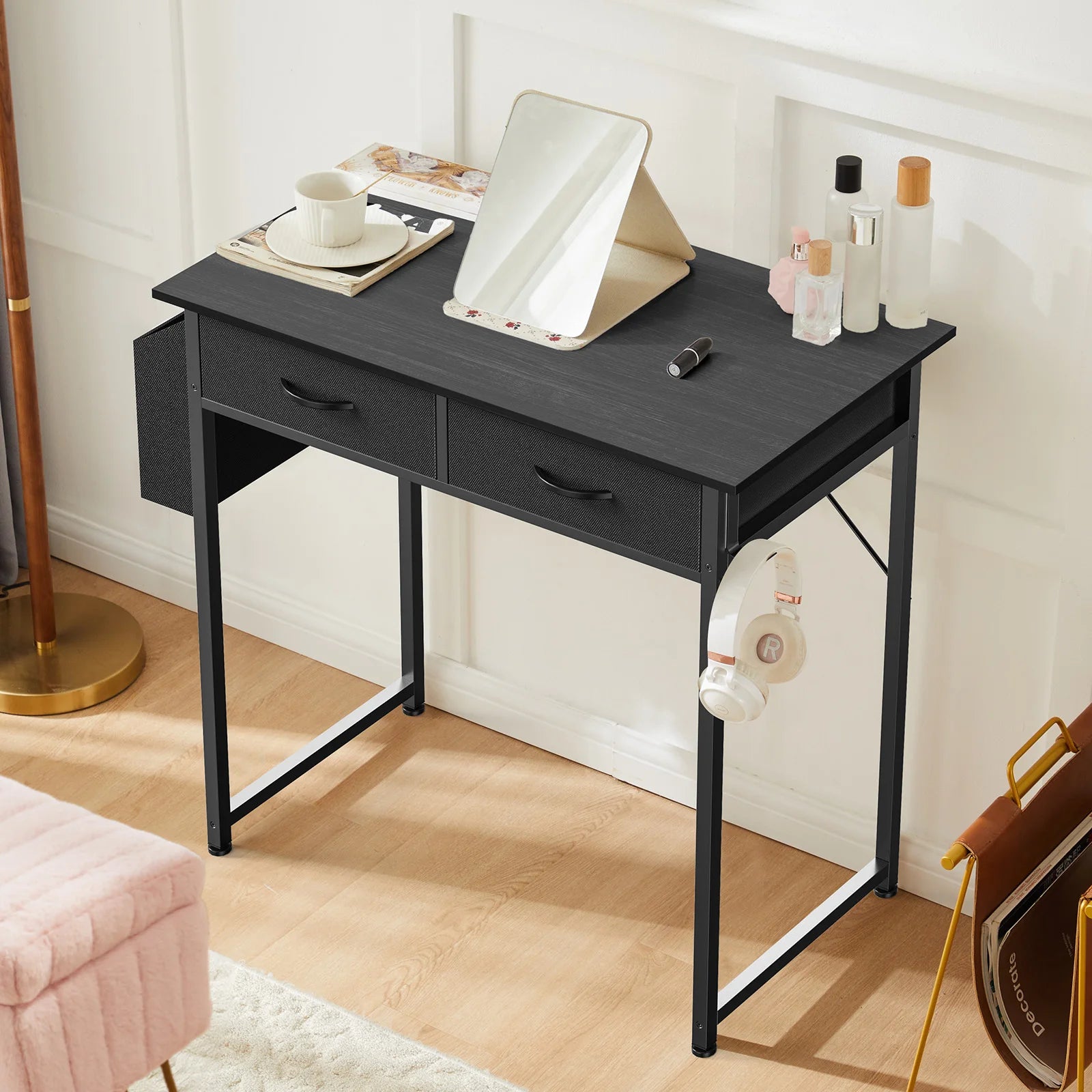 32-Inch Office Computer Desk – Storage Drawers & Metal Frame