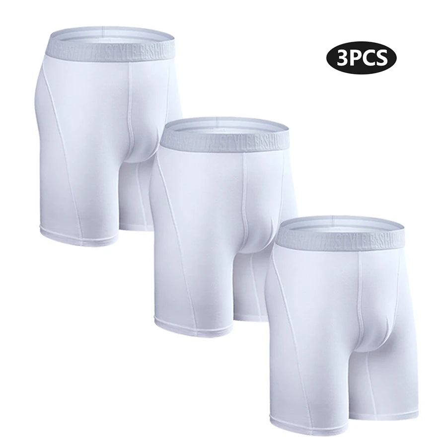 Men's Long-Leg Boxer Briefs – 3-Pack Cotton