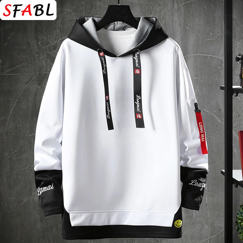 Men's Two-Tone Paneled Hoodie – Layered Streetwear Pullover