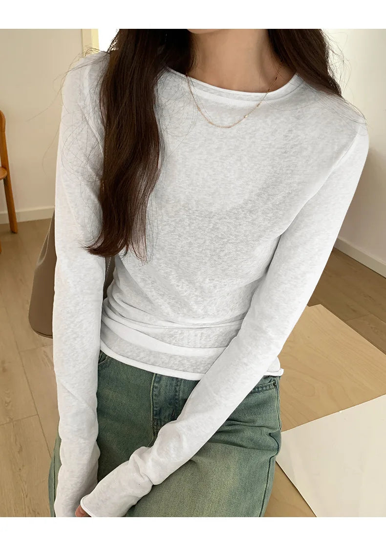 Long-sleeve base top mocha