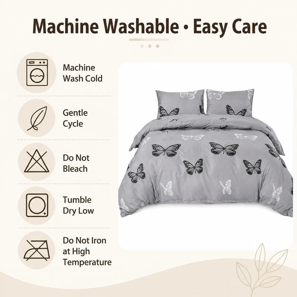 Butterfly Duvet Cover Set – 3-Piece Bedding