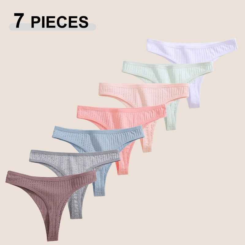 Women's Seamless Cotton Thongs – 7-Pack Breathable