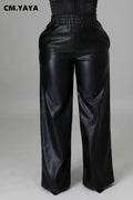 Faux-Leather Straight-Leg Pants