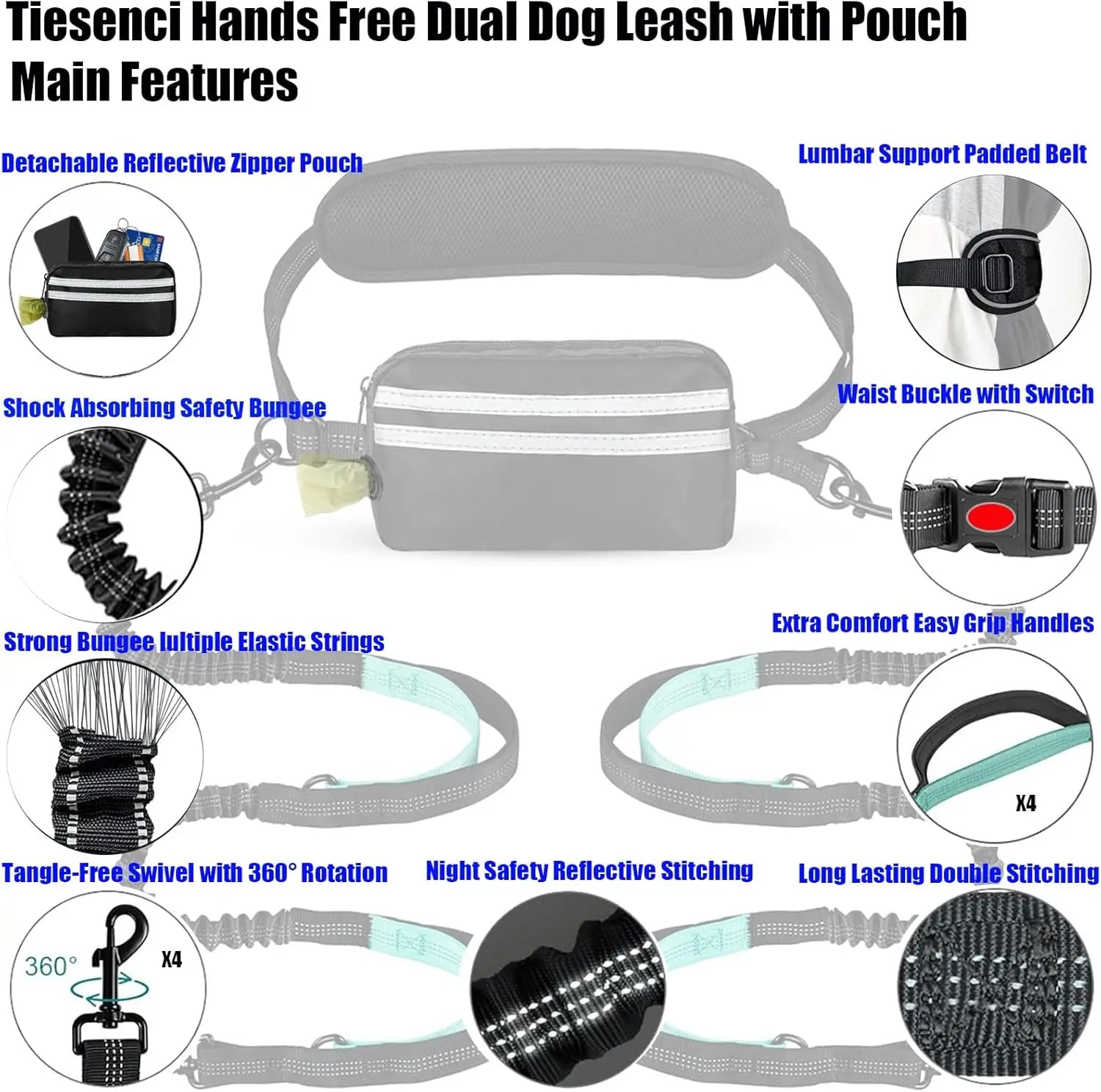 Hands-Free Dog Running Leash Belt