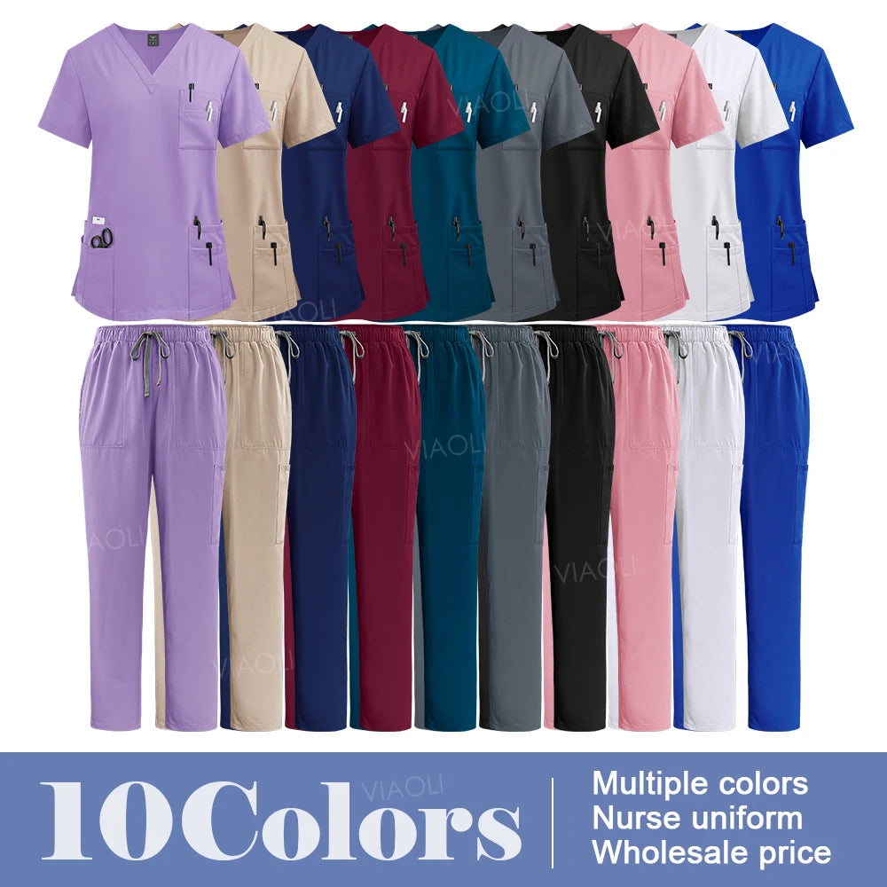 Women's Scrubs Set – Dental & Veterinary Uniform with Pockets
