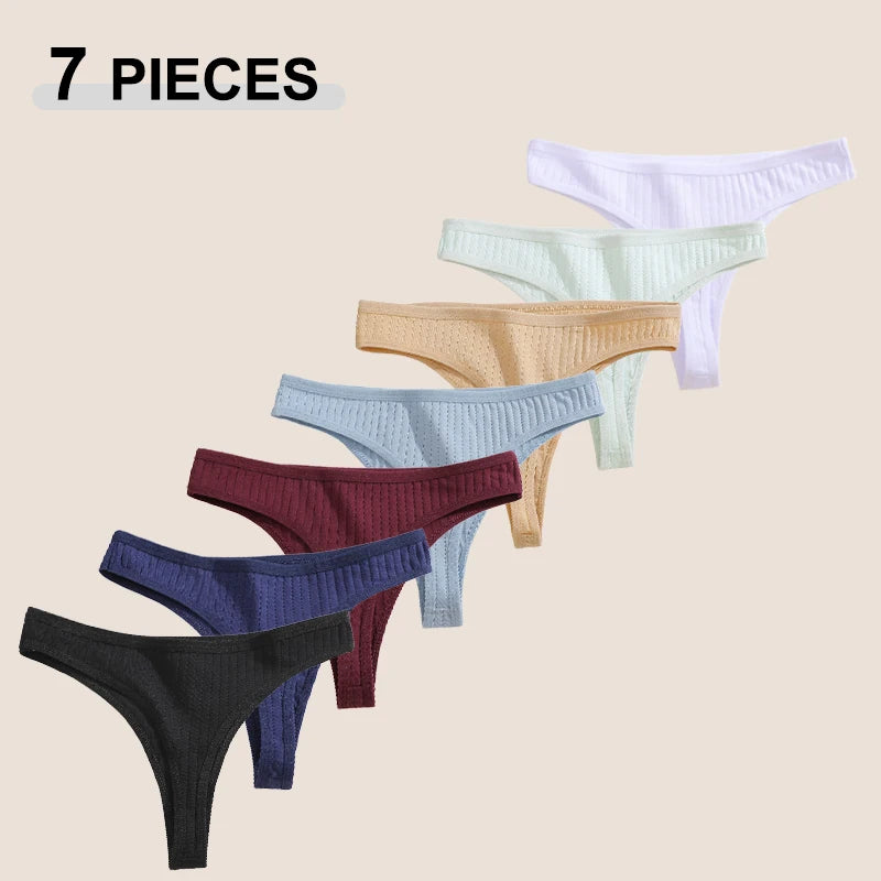 Women's Seamless Cotton Thongs – 7-Pack Breathable