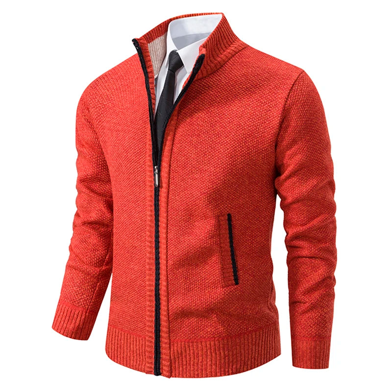 Men's Fleece Zip Cardigan – Warm Stand-Collar Jacket