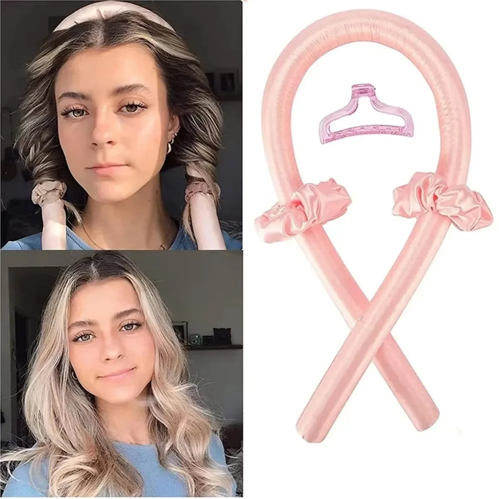 Heatless curling rod silk ribbon set