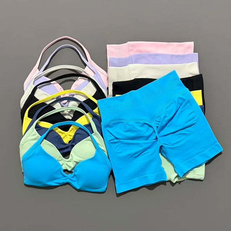 Seamless Scrunch 2-Piece Gym Set (Sports Bra + Leggings)