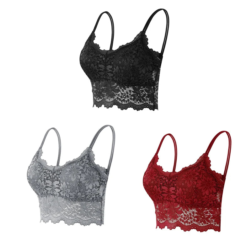 Women's Lace Bralette – 3-Pack Wireless Seamless