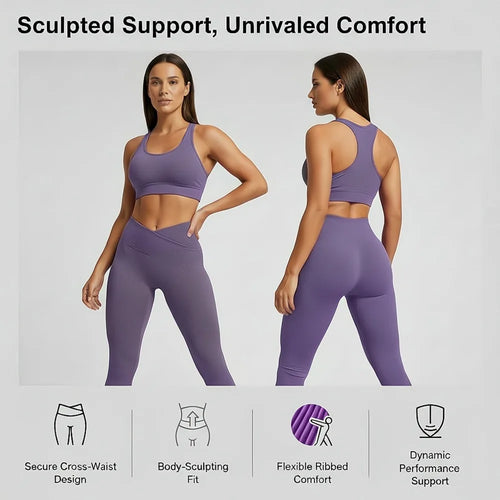 3-Piece Gym Set (Bra + Leggings + Zip Jacket)