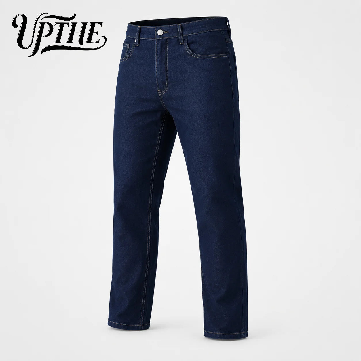 Men's Slim Straight-Leg Jeans – Dark Blue Stretch Denim