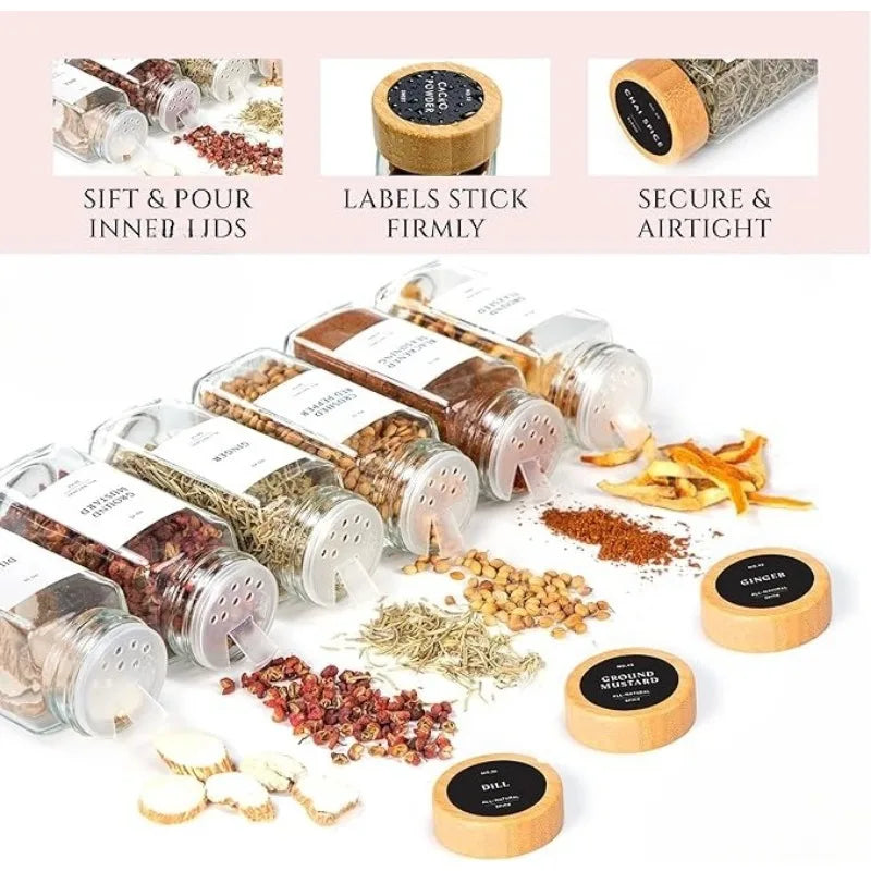 Glass Spice Jar Set with Labels