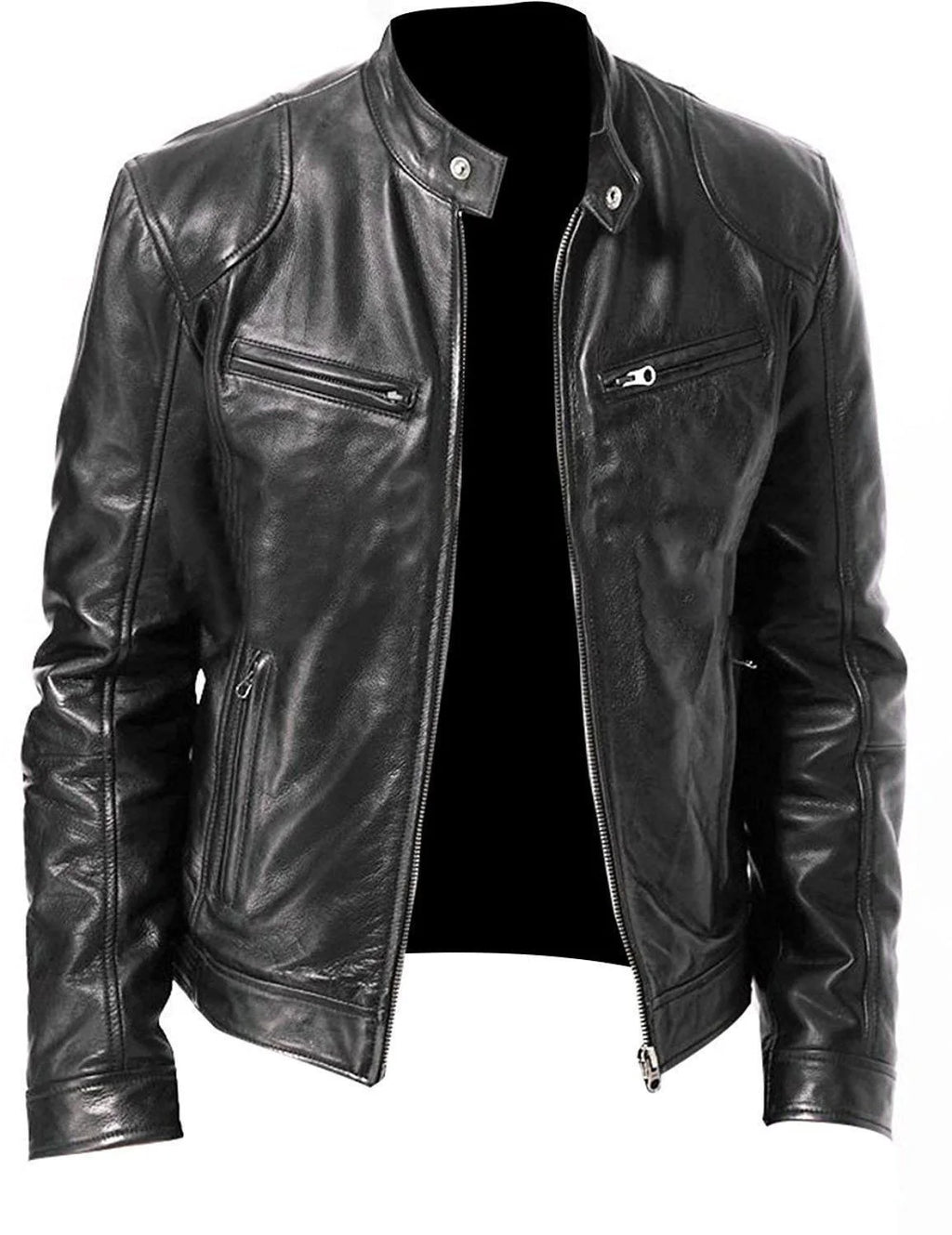Faux-Leather Moto Racer Jacket