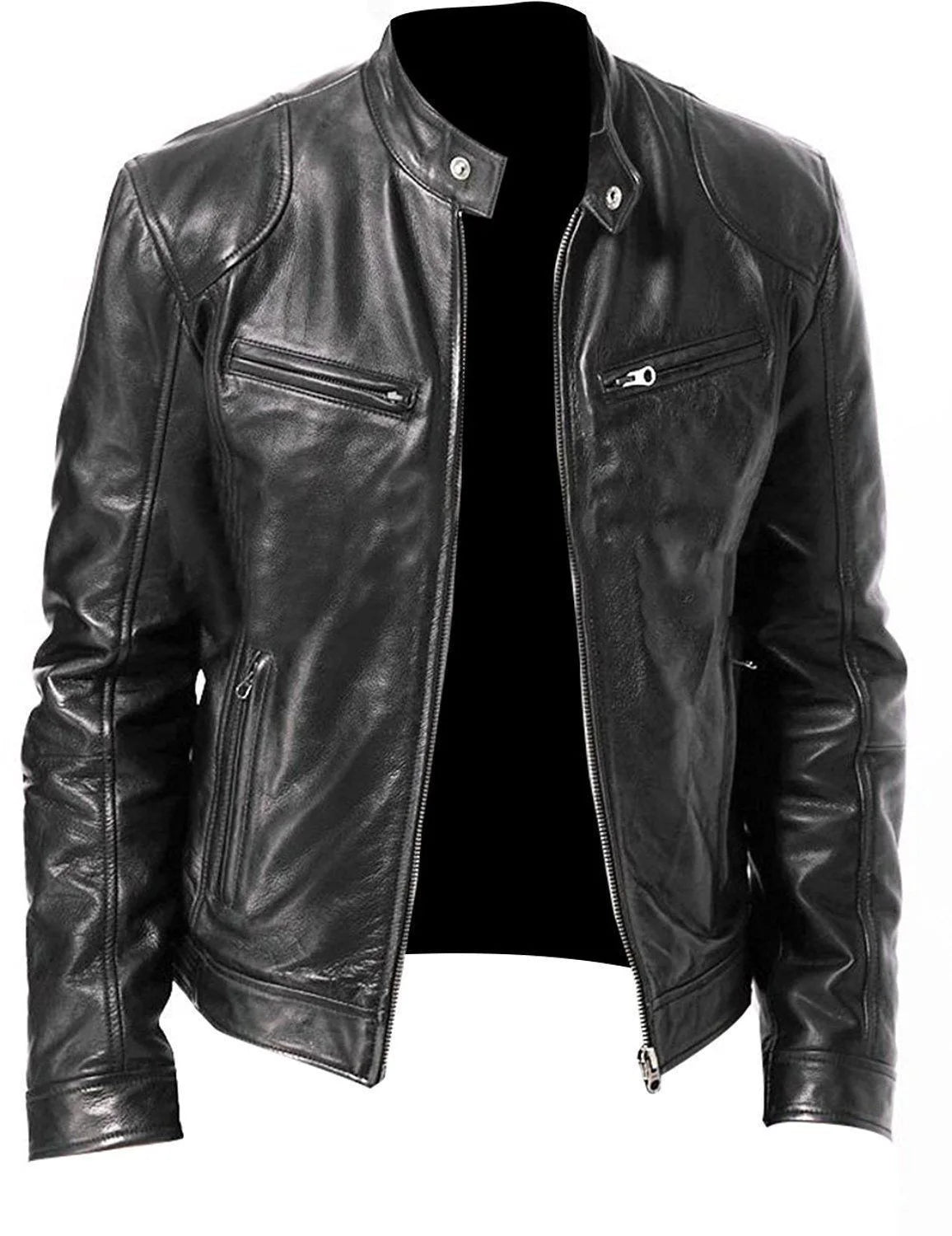 Faux-Leather Moto Racer Jacket