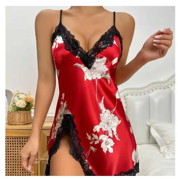 Women's Satin Slip Nightdress – Breathable Ice-Silk Sleepwear