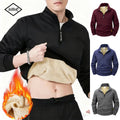 Men's Stand-Collar Zip Hoodie – Fleece-Lined Mock-Neck Pullover