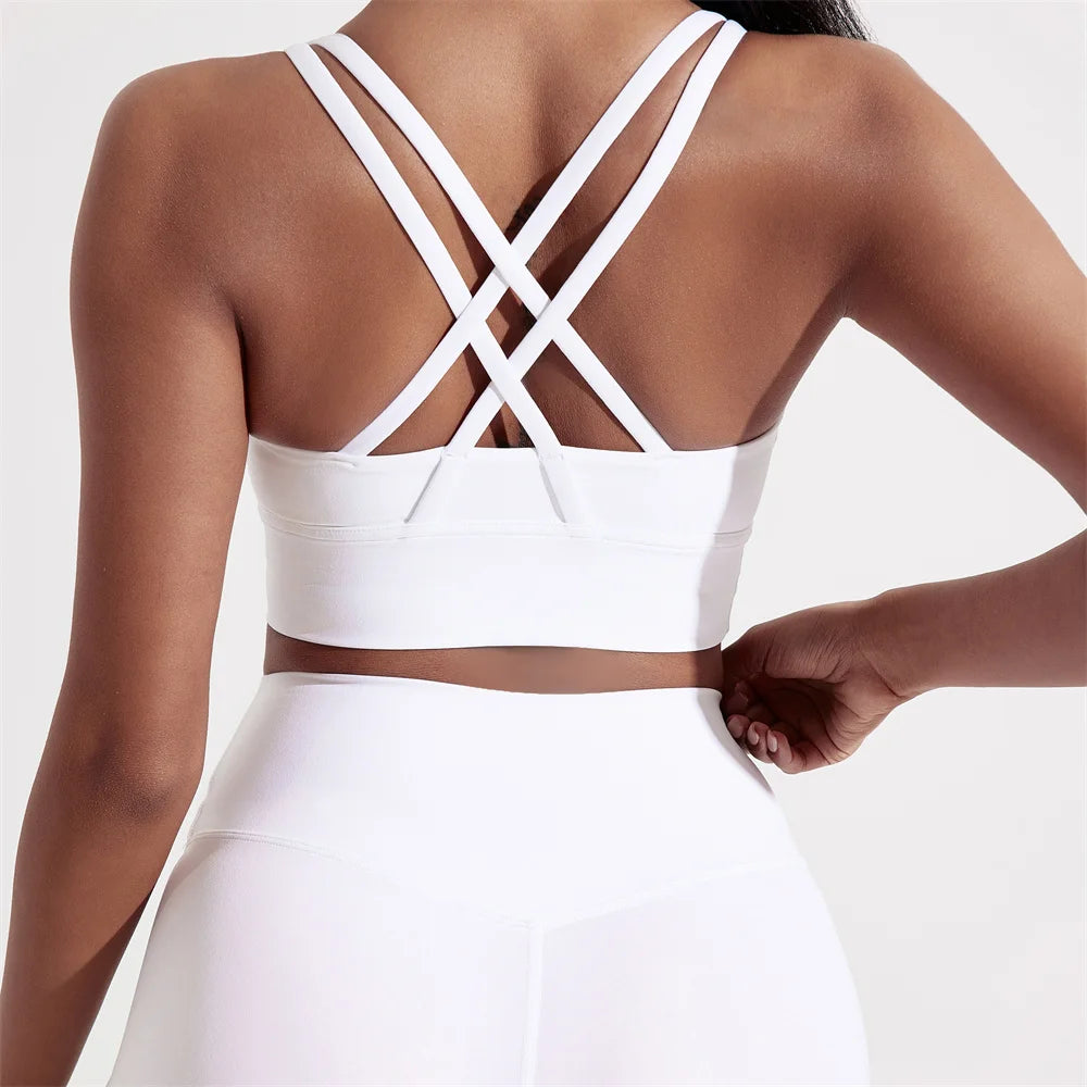 Women's Cross-Back Sports Bra – Padded High-Support
