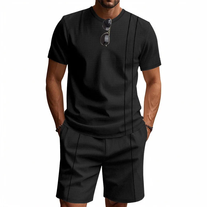 Waffle Henley & Shorts Set