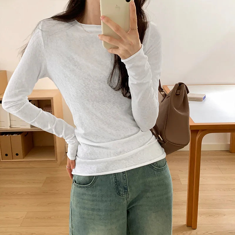 Fitted long-sleeve top black
