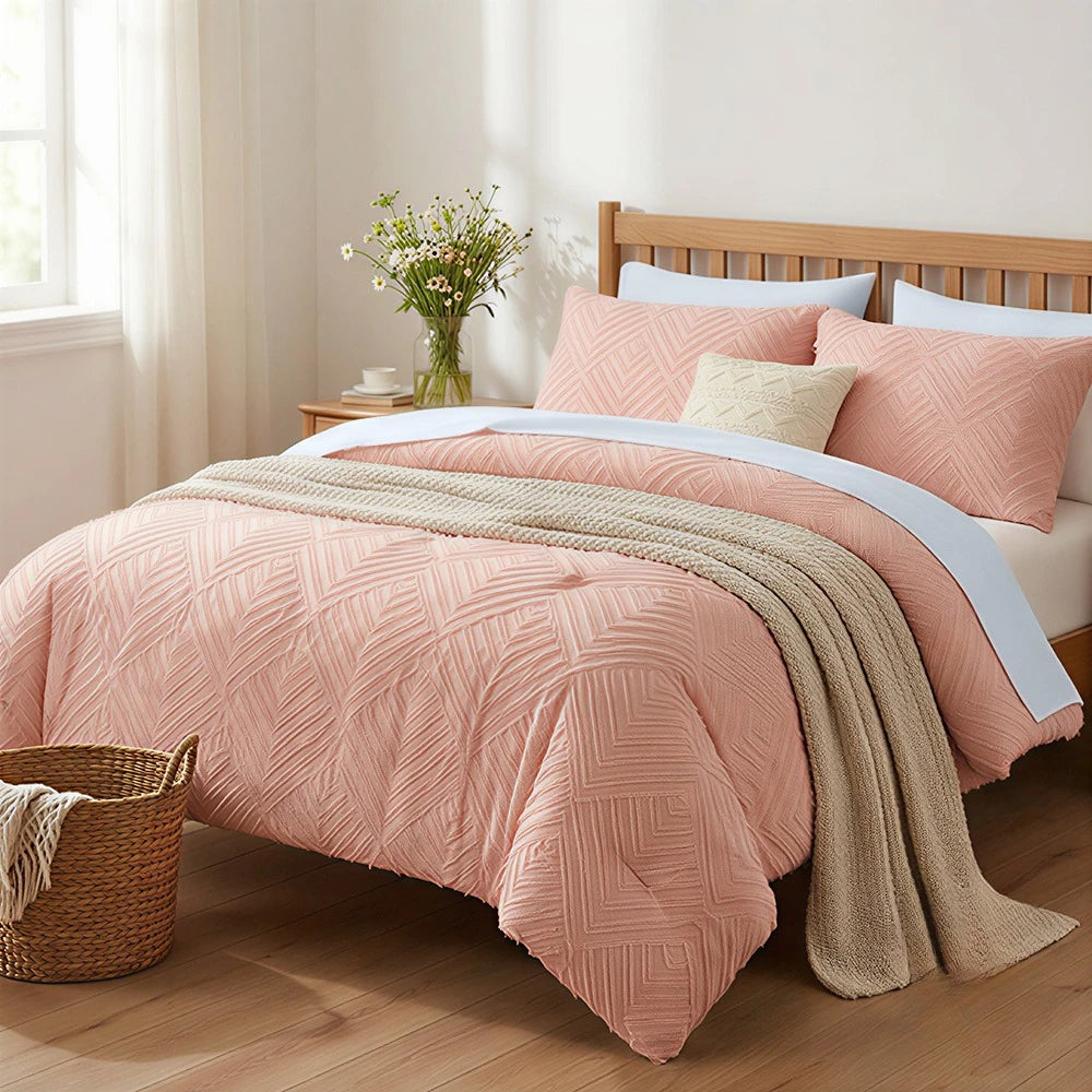 Tufted Comforter Bedding Set – 5 or 7 Piece, Solid Color