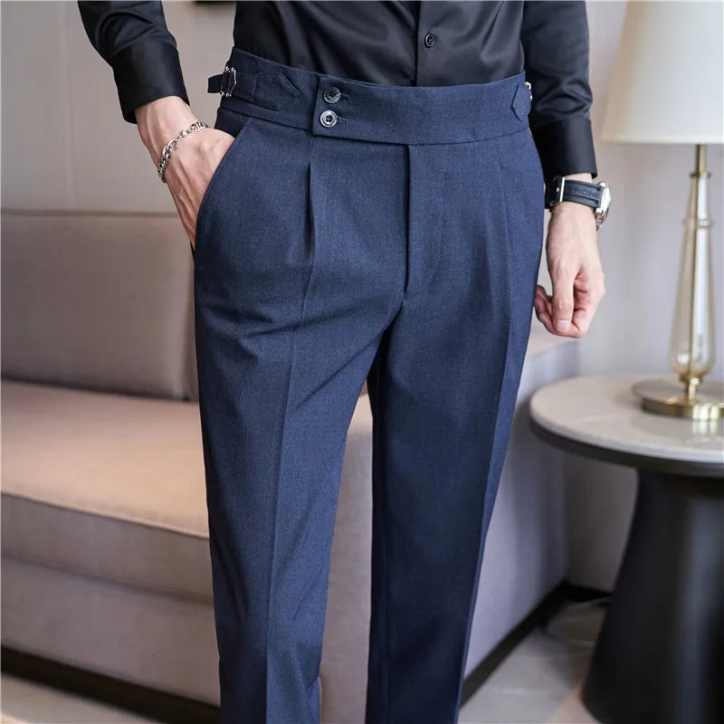 Men's Slim-Fit Dress Trousers – Formal Business Pants