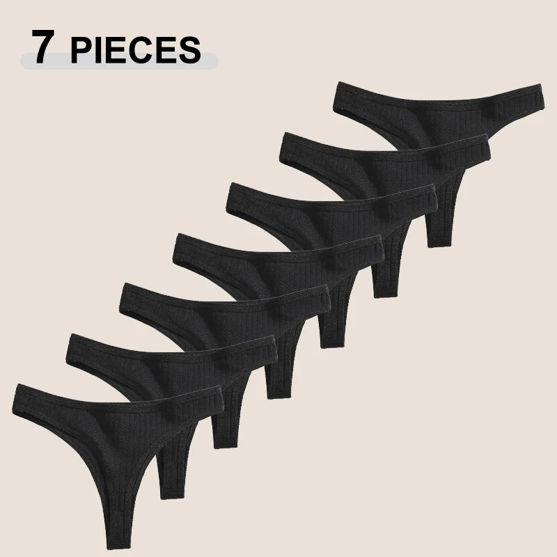 Women's Seamless Cotton Thongs – 7-Pack Breathable