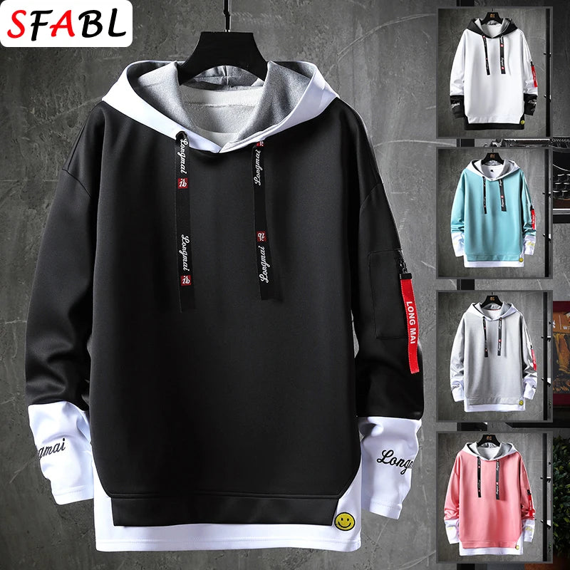 Men's Two-Tone Paneled Hoodie – Layered Streetwear Pullover