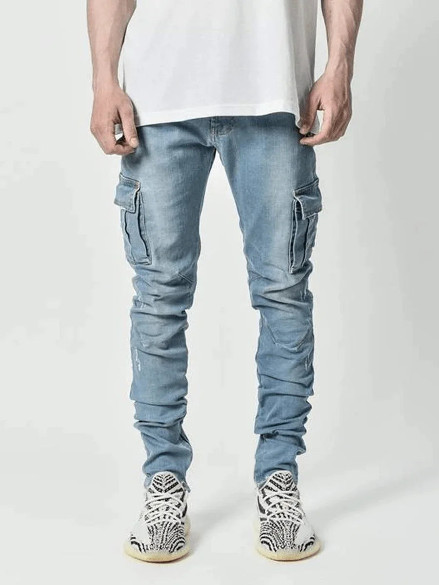 Men's Cargo Jeans – Multi-Pocket Denim, Plus Size