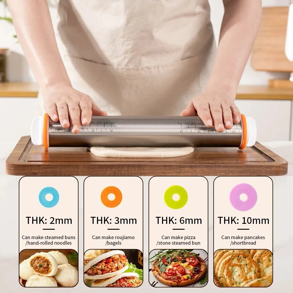 Adjustable Thickness Rolling Pin with Rings