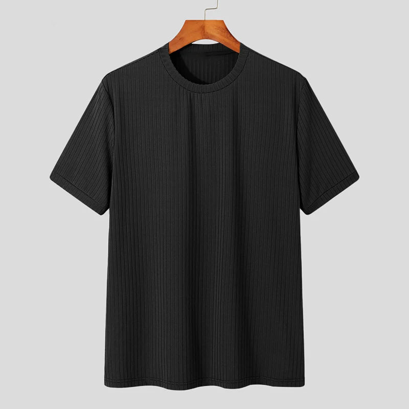 Men's Long-Sleeve Knit T-Shirt – Soft Drape O-Neck
