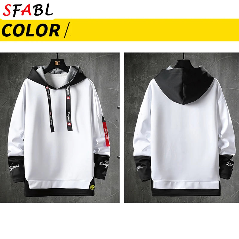 Men's Two-Tone Paneled Hoodie – Layered Streetwear Pullover