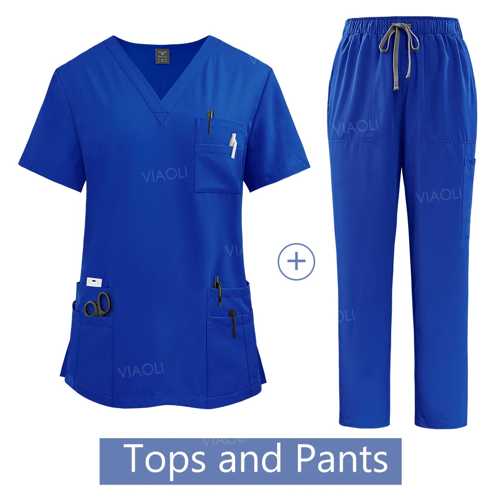 Women's Scrubs Set – Dental & Veterinary Uniform with Pockets