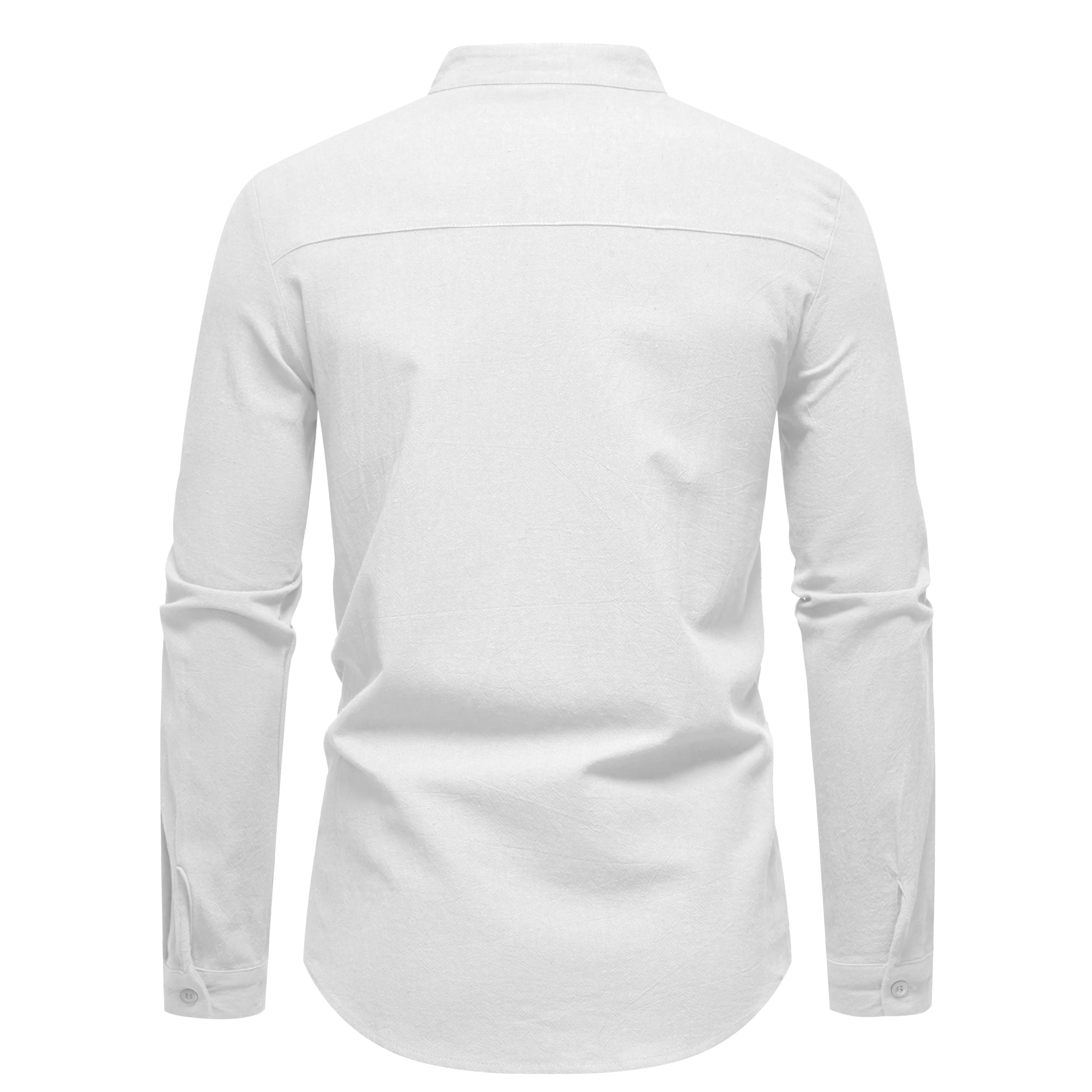 Men's Stand-Collar Shirt – Long-Sleeve Cotton