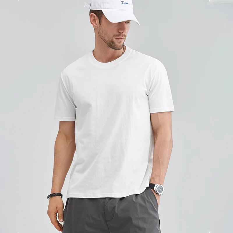 Men's Cotton T-Shirt – Basic Short-Sleeve, Up to 5XL
