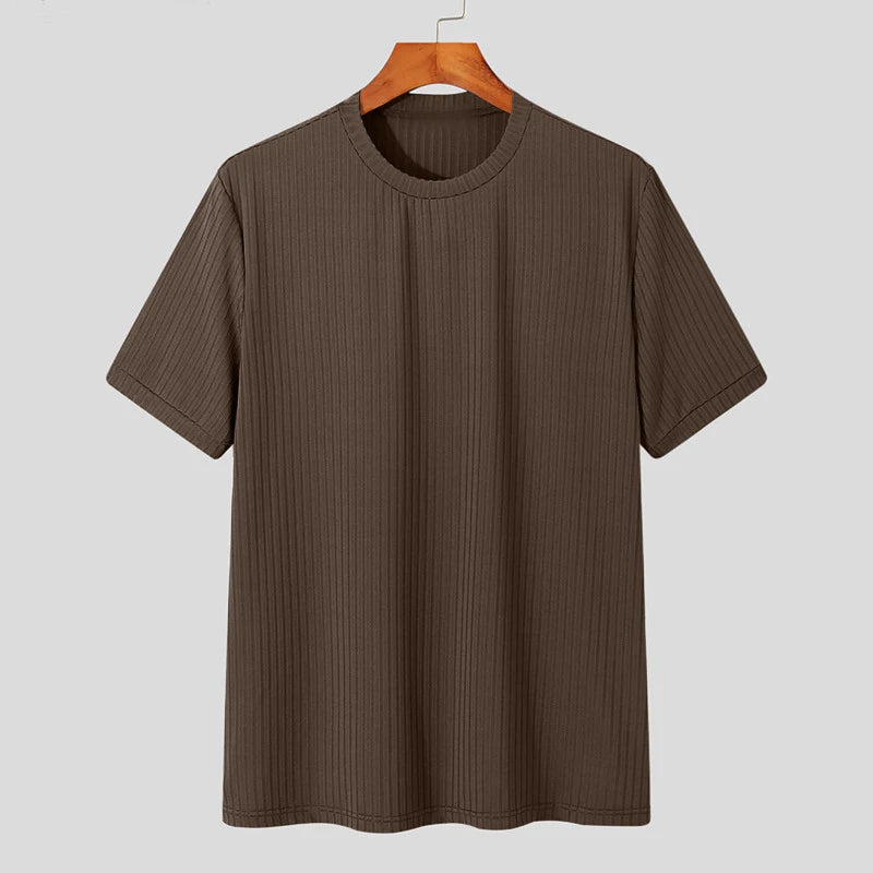 Men's Long-Sleeve Knit T-Shirt – Soft Drape O-Neck