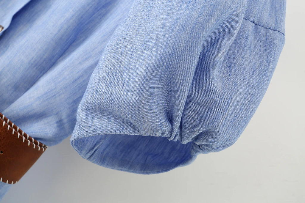 Linen-Blend Button-Down Shirt Dress