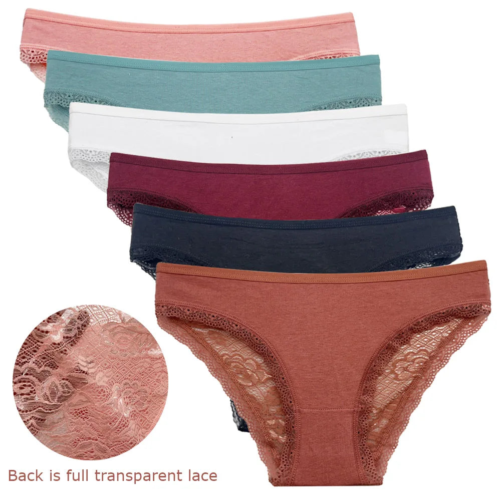 Women's Lace Cotton Briefs – 5-Pack Low-Rise