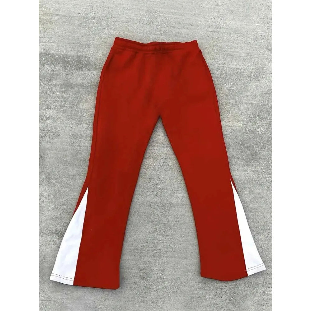 Men's Stacked Flare Joggers – Cross-Print Streetwear Sweatpants