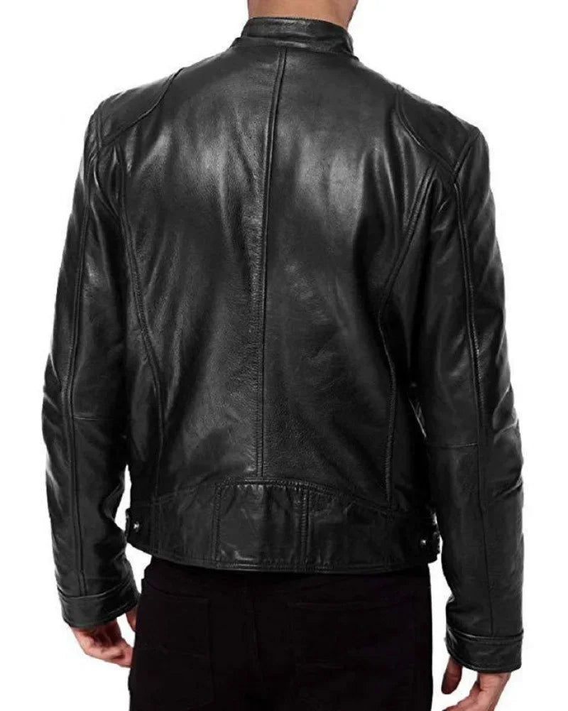 Faux-Leather Moto Racer Jacket