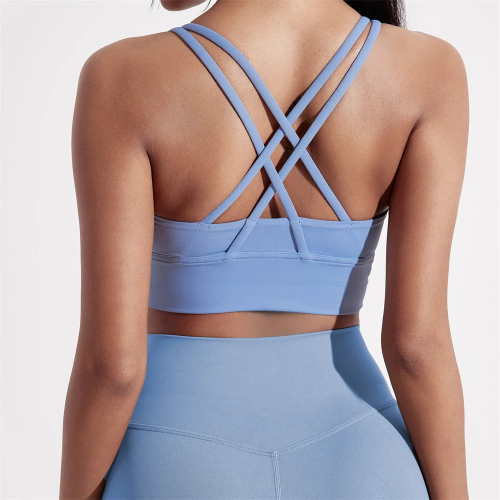 Women's Cross-Back Sports Bra – Padded High-Support