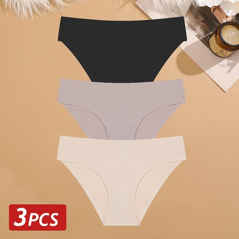 Women's Seamless Ice-Silk Briefs – 3-Pack Low-Rise